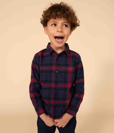 Chemise à carreaux en flanelle de coton enfant garçon
