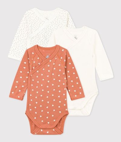 Lot de 3 bodies croisés manches longues en coton