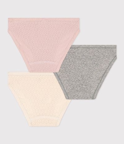 Lot de 3 culottes en coton ajouré petite fille