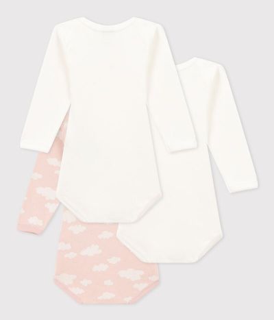 Lot de 3 bodies manches longues nuages bébé en coton