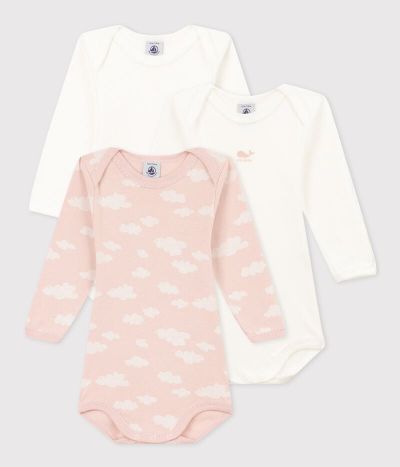 Lot de 3 bodies manches longues nuages bébé en coton