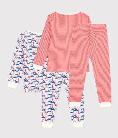 Lot de 2 pyjamas Paris et rayé petite fille/petit garçon en coton