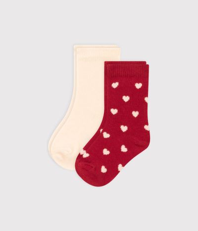 Lot de 2 paires de chaussettes cœurs en jersey de coton bébé