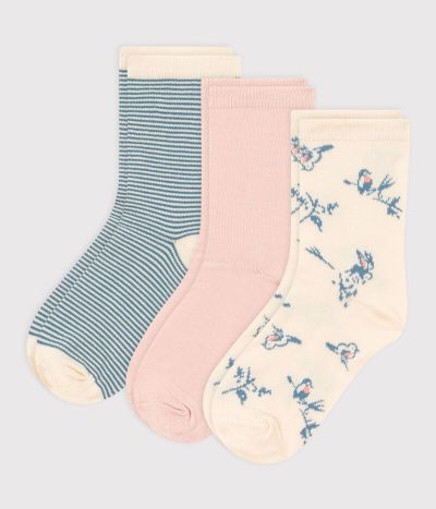 Lot de 3 paires de chaussettes oiseaux enfant fille