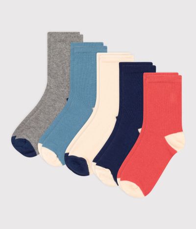 Lot de 5 paires de chaussettes unies enfant garçon-fille