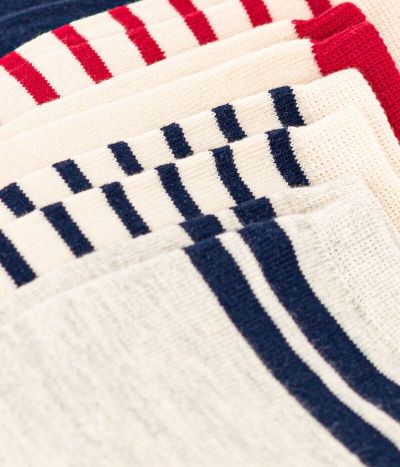 Lot de 5 paires de chaussettes bleu blanc rouge enfant garçon-fille
