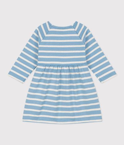 Robe manches longues en jersey épais rayé bébé