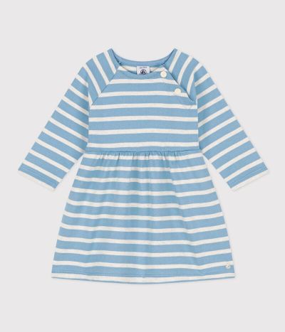 Robe manches longues en jersey épais rayé bébé