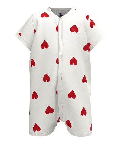 Combinaison courte cœur bébé en coton