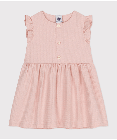 Robe sans manche en coton façonné bébé