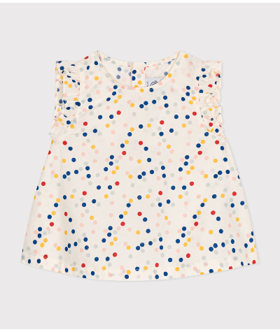 Blouse sans manche en popeline bébé