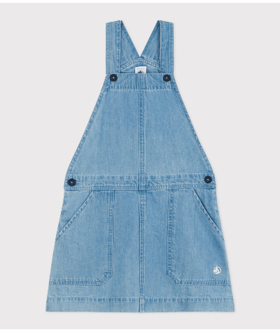 Robe salopette en denim léger enfant fille