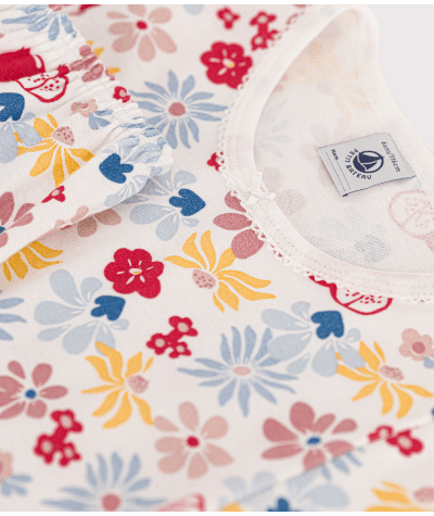 Pyjama short imprimé fleurs en coton enfant
