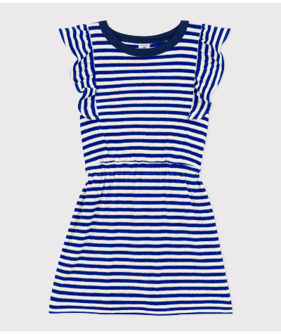 Robe rayée sans manche en bouclette éponge enfant fille