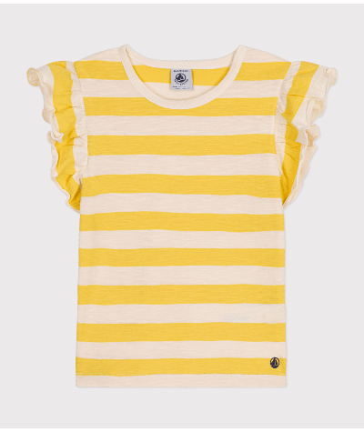 Tee-shirt rayé en jersey flammé enfant fille