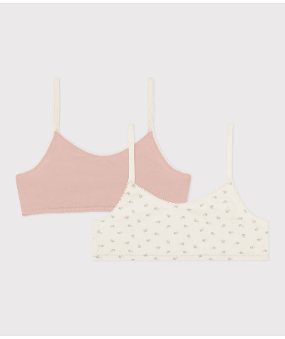Lot de 2 brassières fleurs en coton et élasthanne petite fille