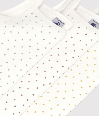 Lot de 3 chemises à bretelles petits coeurs en coton petite fille