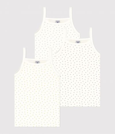 Lot de 3 chemises à bretelles petits coeurs en coton petite fille