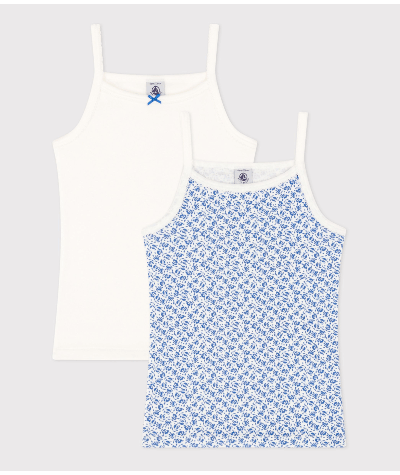 Lot de 2 chemises à bretelles fleur en coton enfant