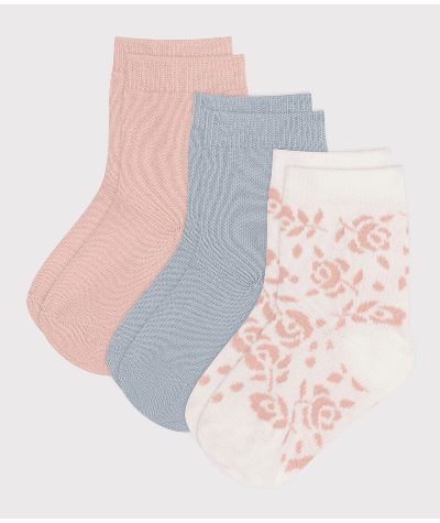 3 paires de chaussettes en coton fleurs bébé