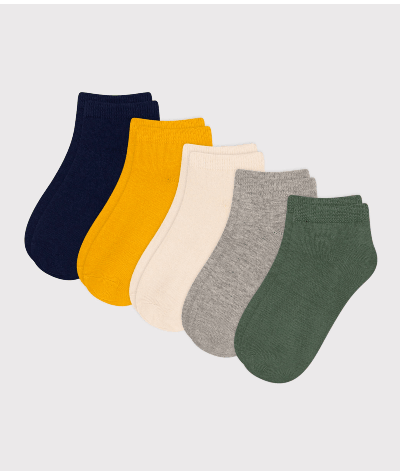5 paires de chaussettes en coton unies enfant