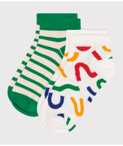 2 paires de chaussettes en coton imprimées enfant