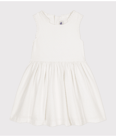 Robe sans manche en coton façonné enfant fille