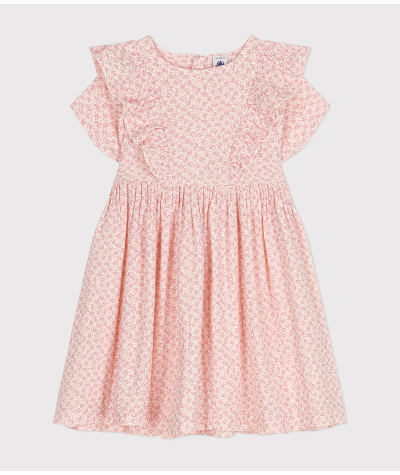 Robe imprimée manches courtes en gaze de coton enfant fille
