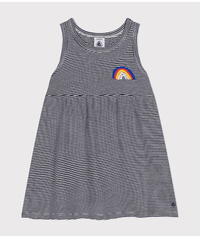 Robe sans manche en coton rayé bébé