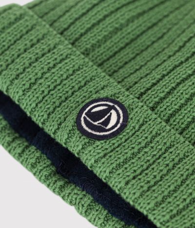 Bonnet bébé en tricot doublé en polaire