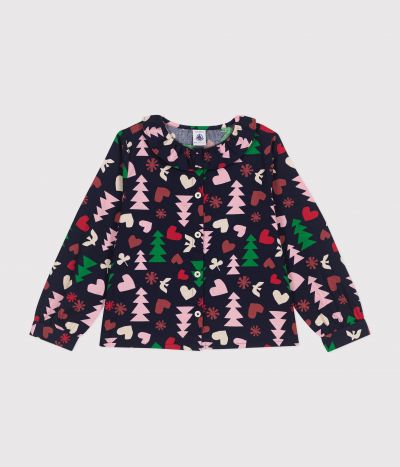 Blouse manches longues en flanelle enfant fille