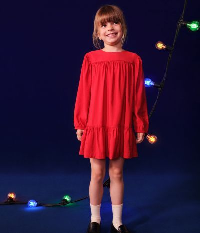 Robe manches longues en toile enfant fille