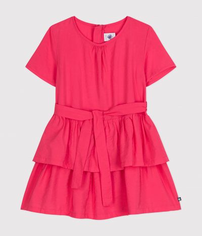 Robe manches courtes en toile enfant fille