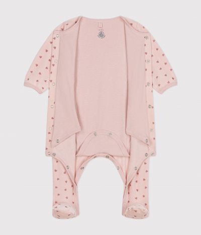 Bodyjama imprimé mini cœurs en velours bébé