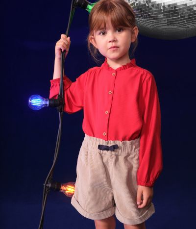 Blouse manches longues en toile enfant fille