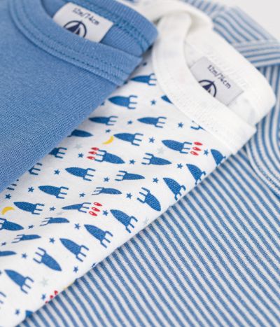 Lot de 3 bodies manches longues imprimé fusée en coton bébé