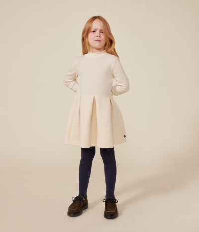 Robe manches longues bi-matière enfant fille