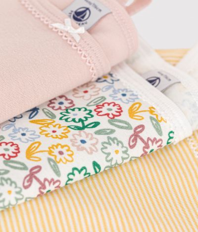 Lot de 3 débardeurs fines bretelles fleur en coton enfant