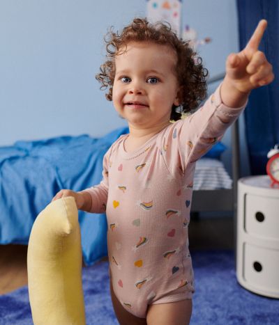 Lot de 5 bodies manches longues étoiles et cœurs en coton bébé