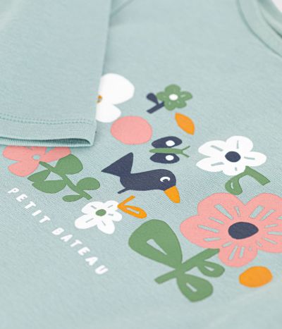 Tee-shirt manches longues en côte enfant fille