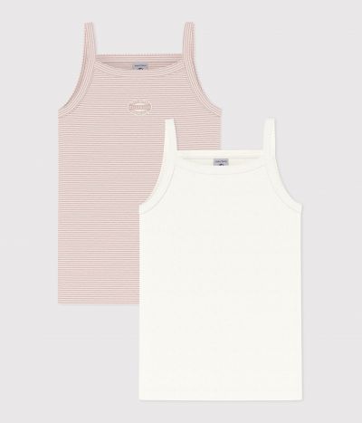 Lot de 2 débardeurs fines bretelles en coton enfant