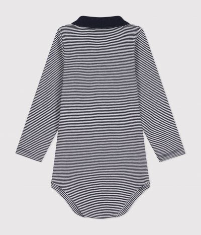 Body bébé col polo en coton à rayures