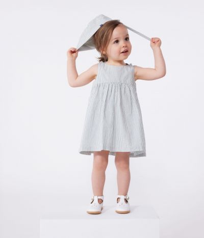 Robe bébé en coton sans manches rayée