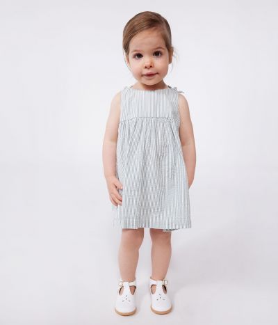 Robe bébé en coton sans manches rayée