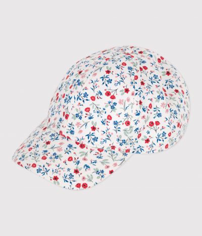 Casquette enfant fille en toile imprimé fleurs