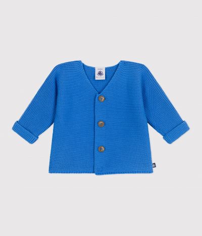 Cardigan bébé tricot point mousse en coton