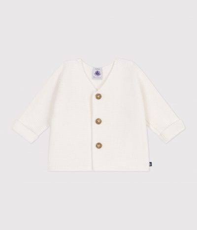 Cardigan bébé tricot point mousse en coton