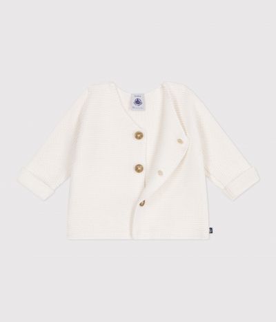 Cardigan bébé tricot point mousse en coton