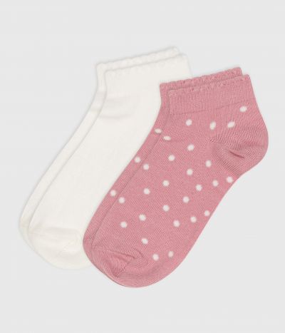 2 paires de chaussettes enfant fille en coton à pois