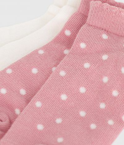 2 paires de chaussettes enfant fille en coton à pois